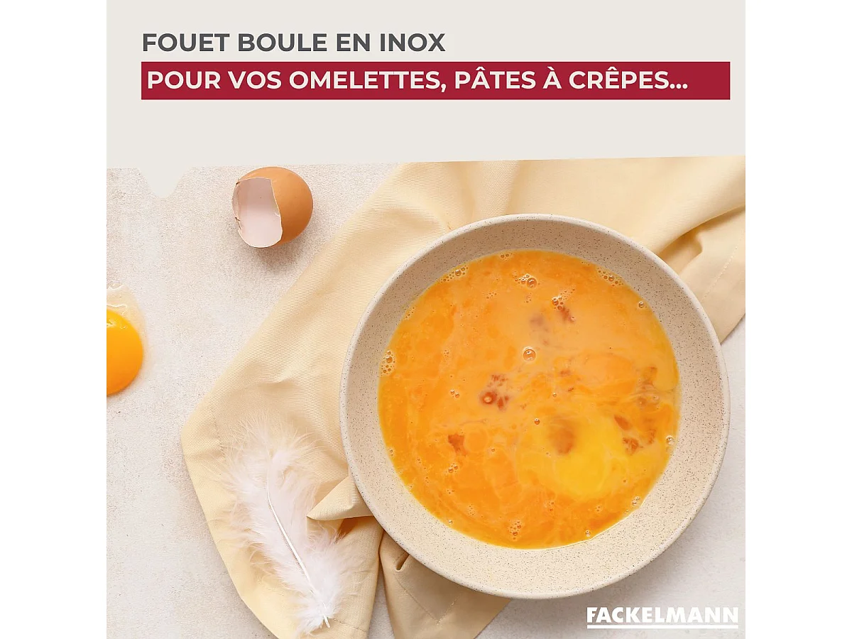 Fouet de cuisine et pâtisserie en inox avec bille 26,5 cm Fackelmann Ovale Limited Edition