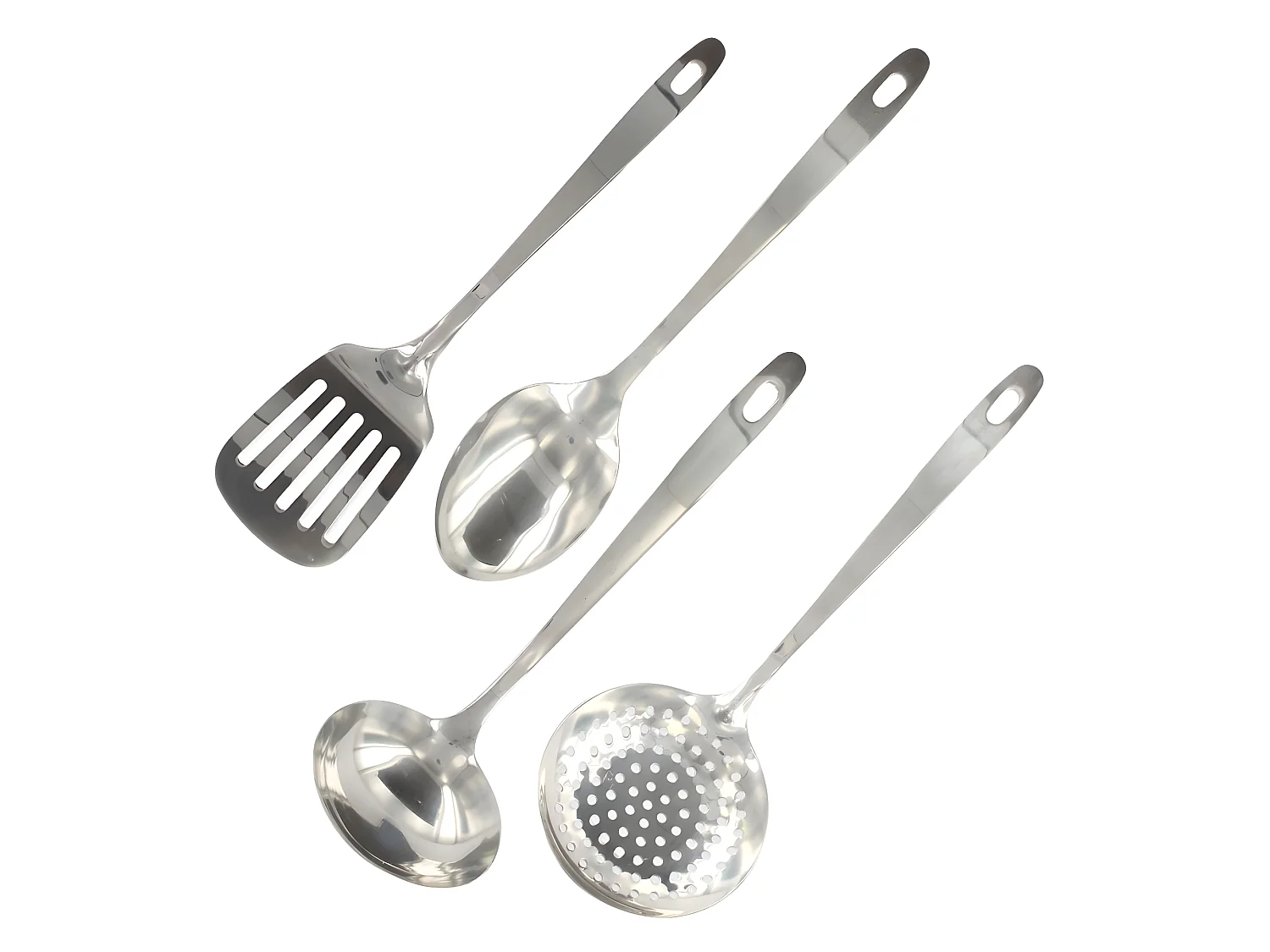 Ensemble de 4 ustensiles de cuisine en inox louche spatule ajourée cuillère et écumoire Fackelmann Oxford