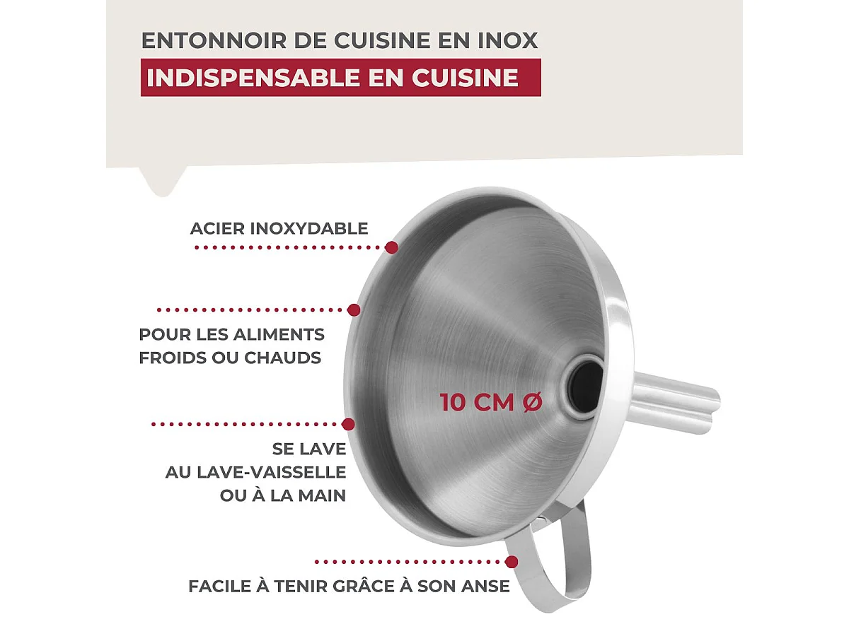 Entonnoir de cuisine inox 10 cm de diamètre Fackelmann