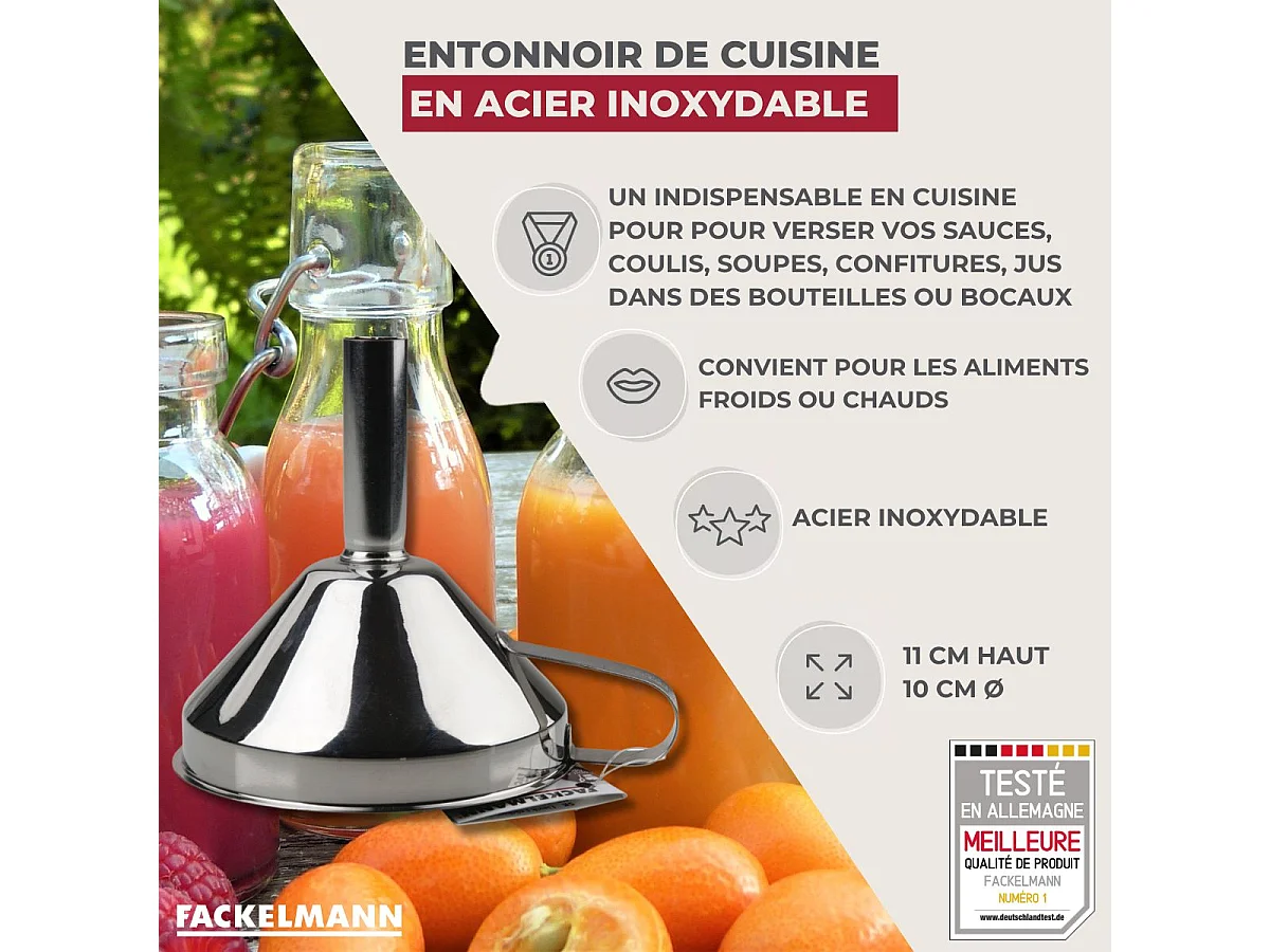 Entonnoir de cuisine inox 10 cm de diamètre Fackelmann