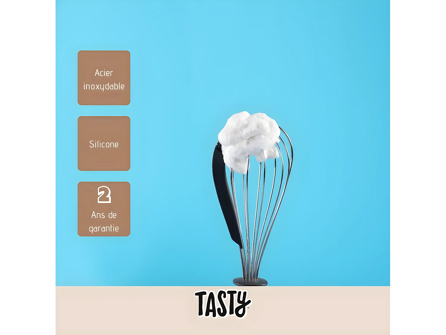 Fouet de cuisine et pâtisserie en inox avec spatule 31,5 cm Tasty Core