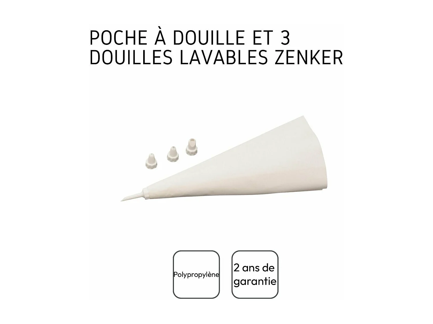 Poche à douille réemployable et 4 embouts plastique 31 cm Zenker Smart Pastry