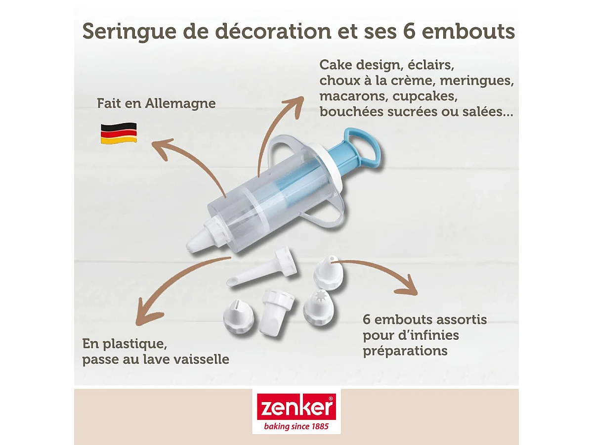 Seringue de pâtisserie et 6 embouts Zenker Sweet Sensation