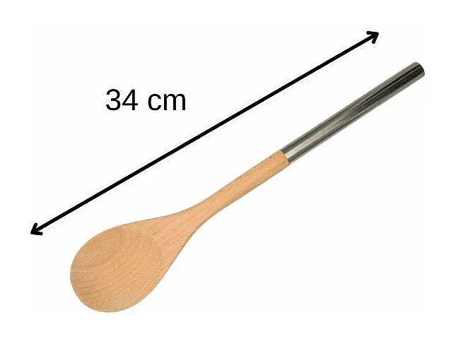 Cuillère en bois manche inox 34 cm Fackelmann Boissellerie