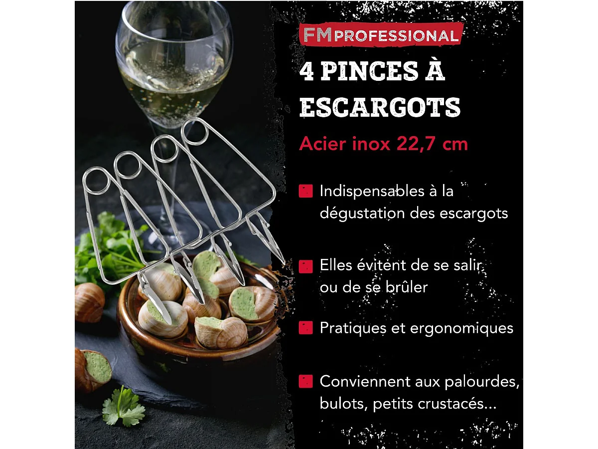 Lot de 4 pinces à escargot FM Professional