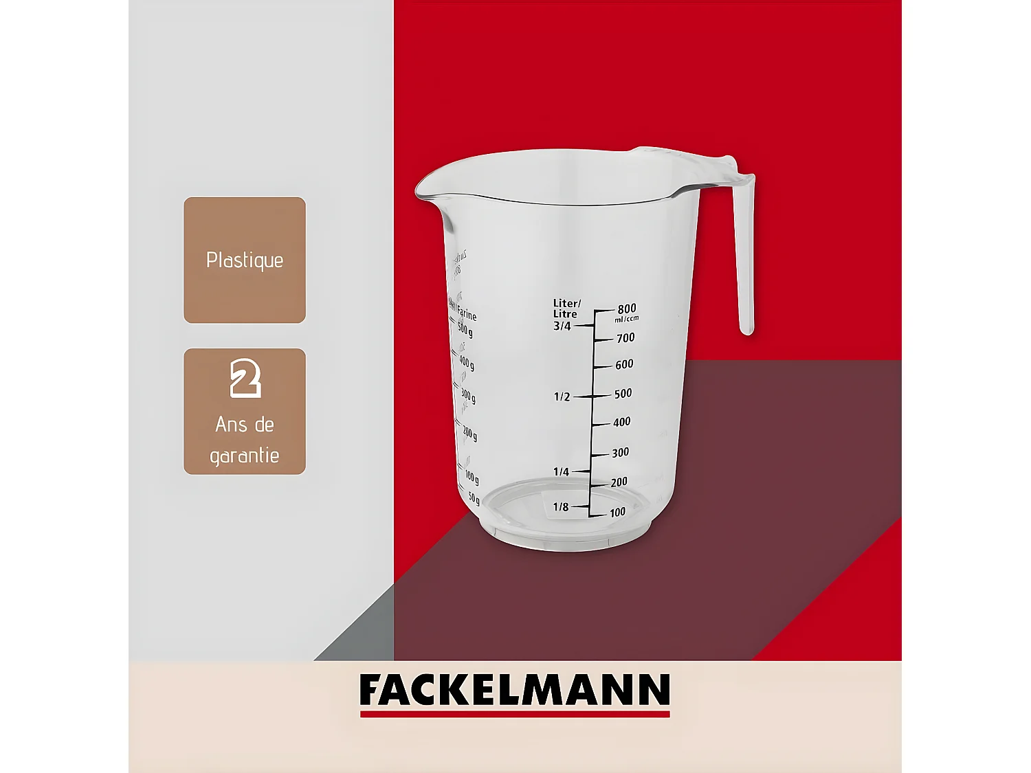Verre doseur 1 litre en plastique Fackelmann