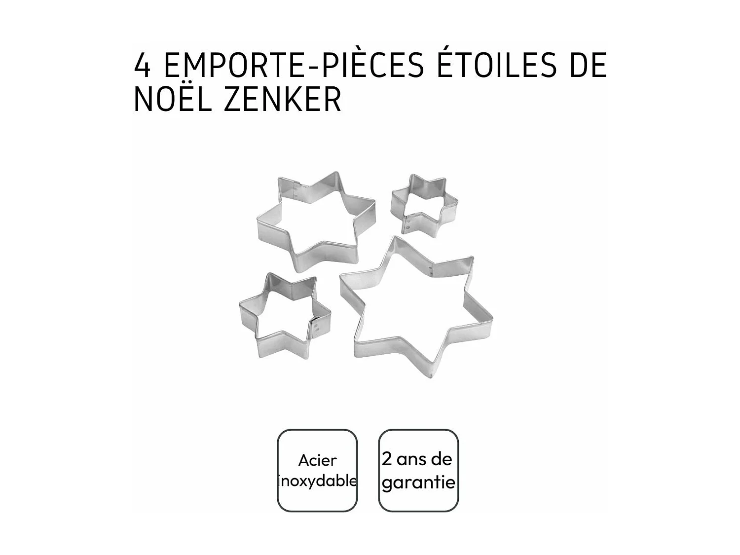 Lot de 4 emporte-pièces de Noël en forme d'étoiles Zenker Emporte-pièces