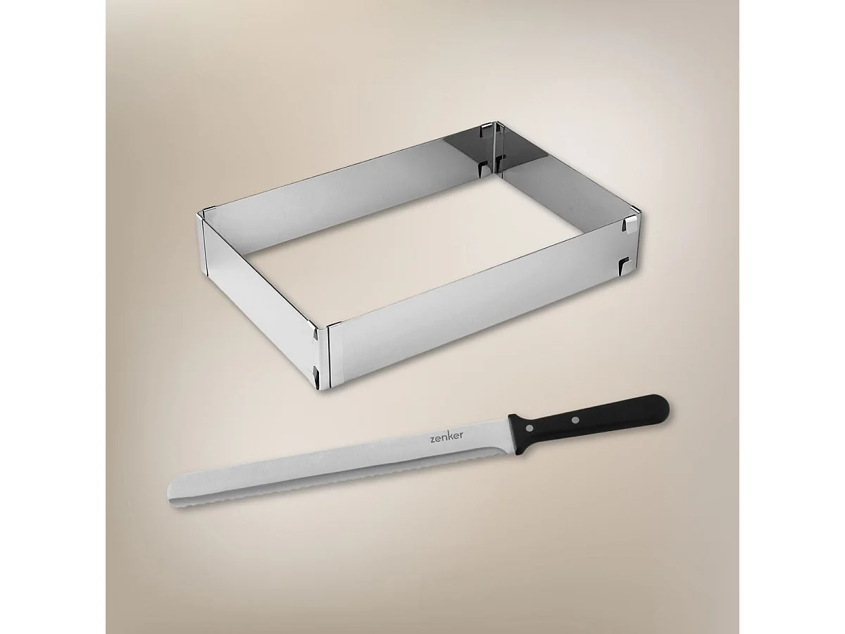 Cadre à gâteaux rectangulaire réglable et couteau à pâtisserie 30 cm Zenker Smart Pastry