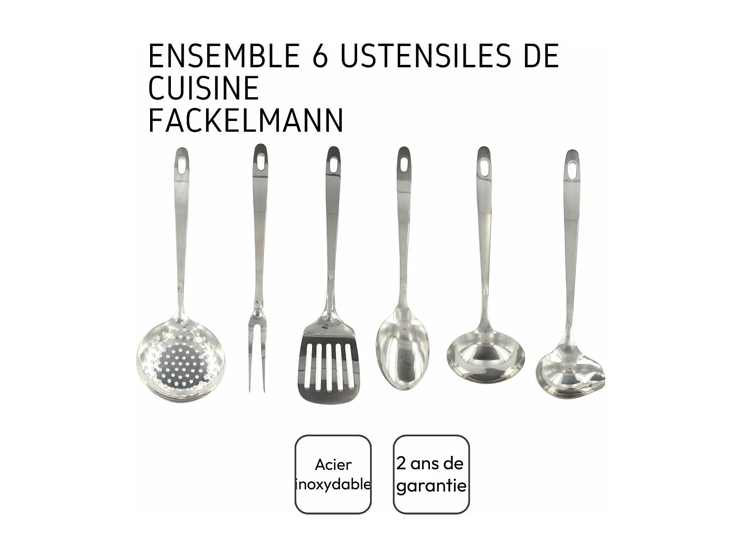 Ensemble ustensiles de cuisine 6 pièces inox Fackelmann Oxford