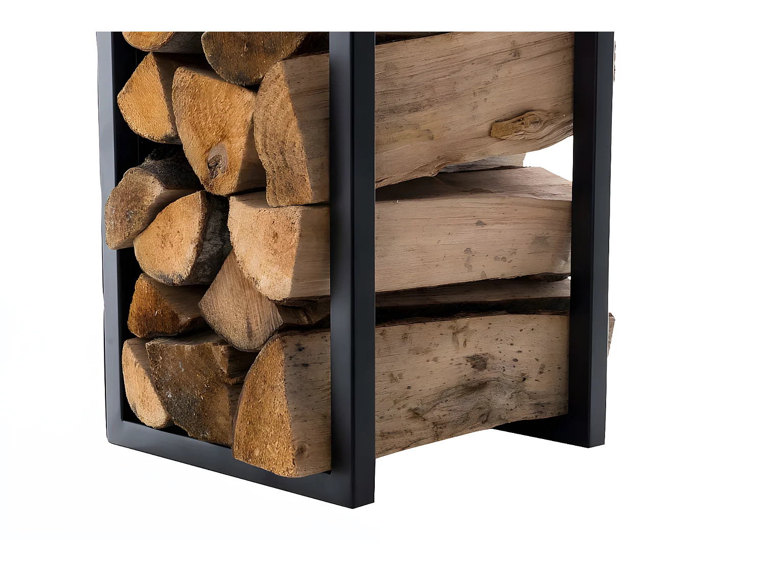 Leñero soportes para leña almacenamiento negro mate 180 cm metal M10_000598