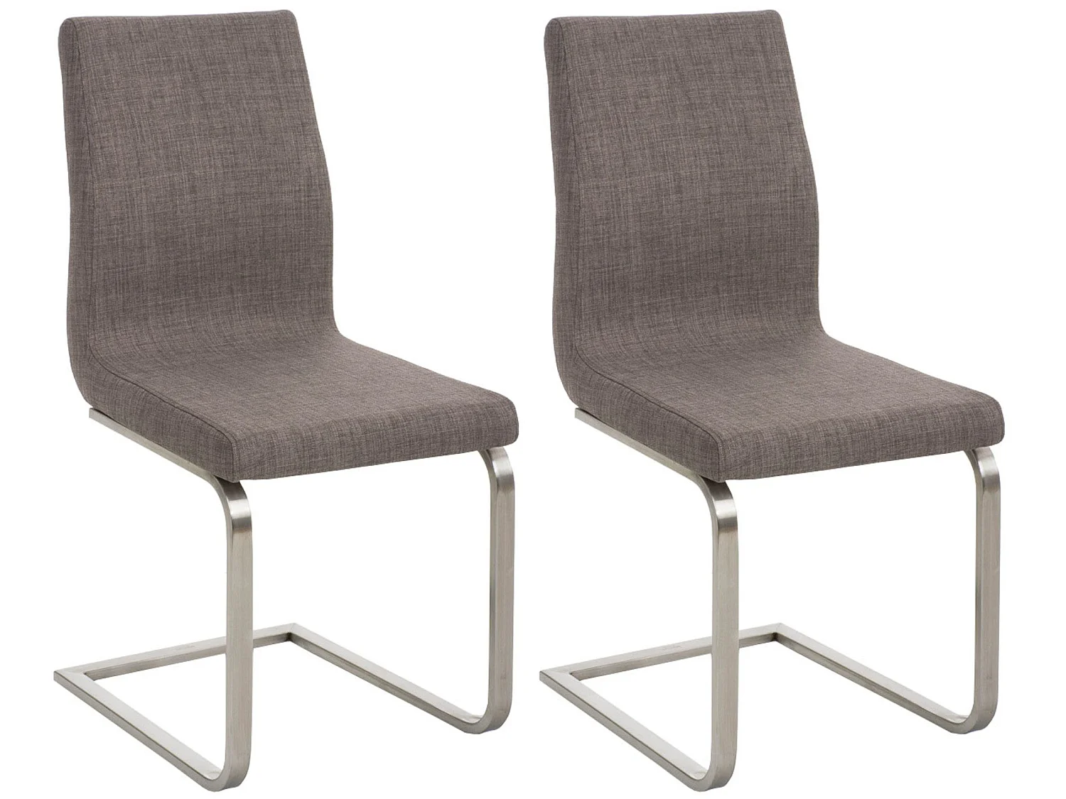 Set de 2 sillas de comedor diseño moderno en polipiel gris base acero inoxidable M10_001086