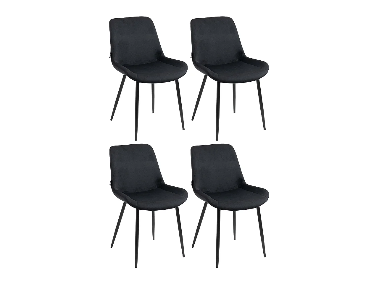 Pack de 4 sillas de comedor en terciopelo negro y metal negro mate M10_000795