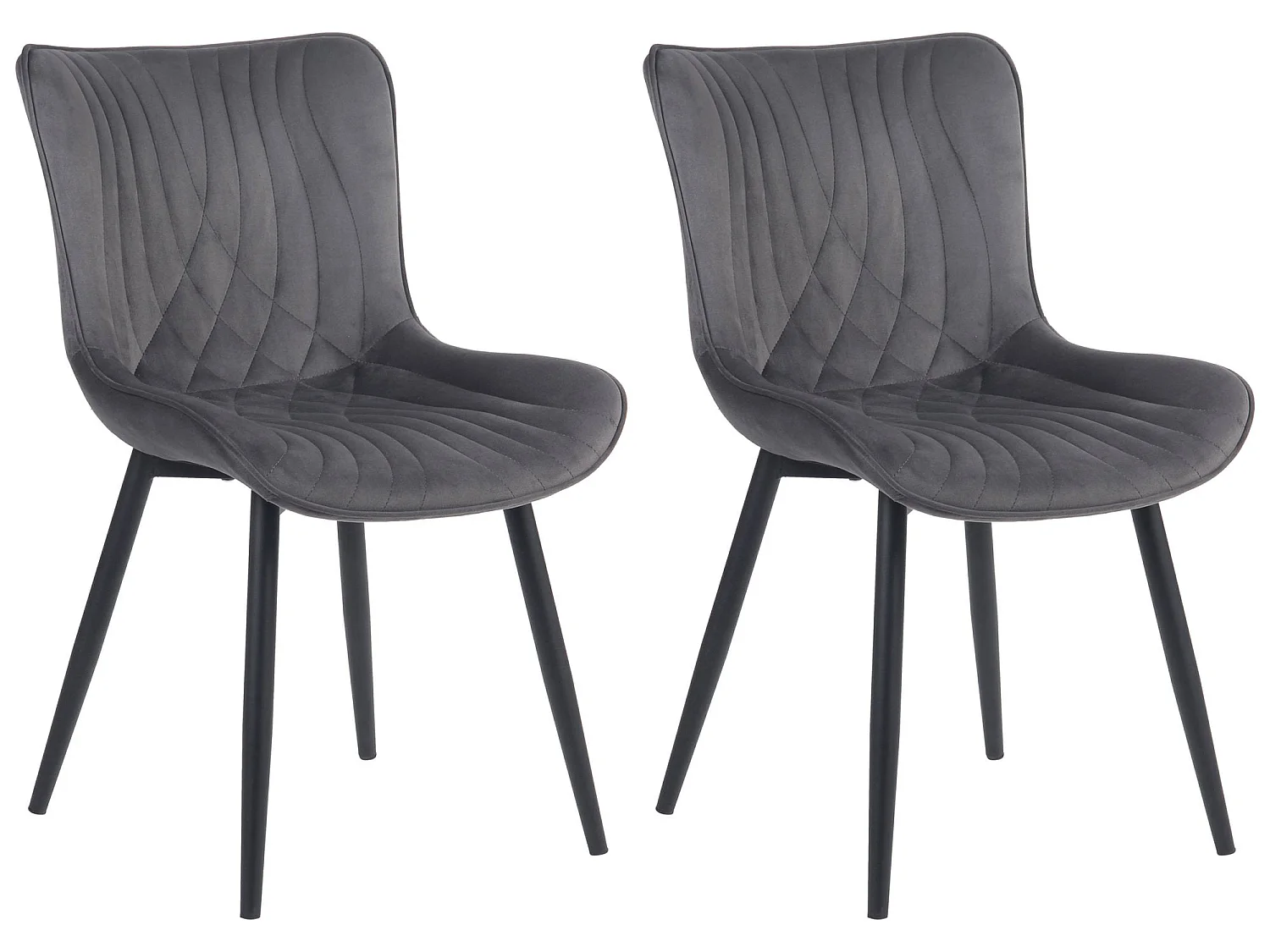 Juego de 2 sillas de comedor cocina terciopelo gris oscuro y metal negro M10_000425