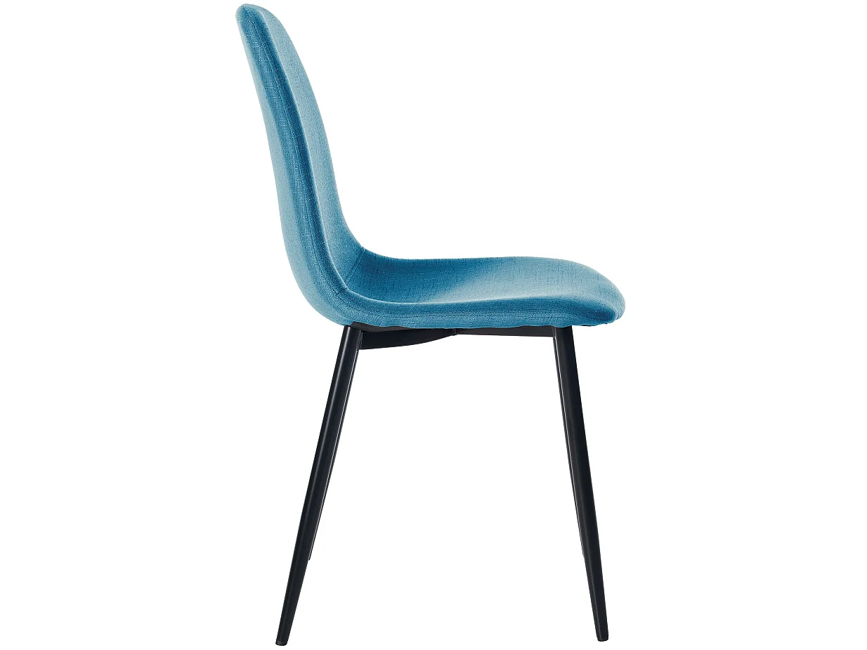 Juego de 4 sillas de comedor cocina estilo moderno tela azul y metal M10_000497