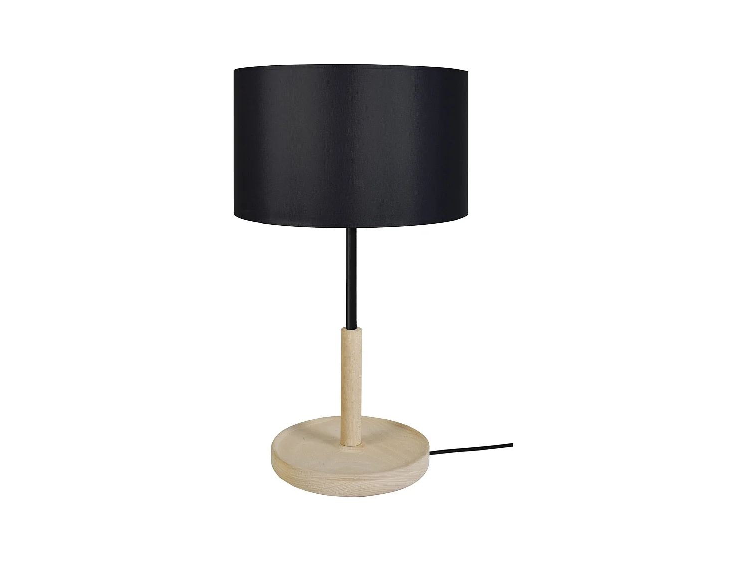 Lampe de chevet droit bois  naturel,noir. 53 cm.