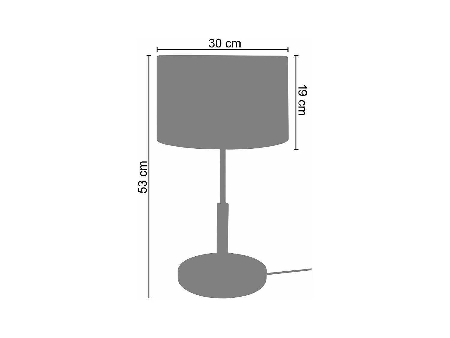 Lampe de chevet droit bois  naturel,noir. 53 cm.