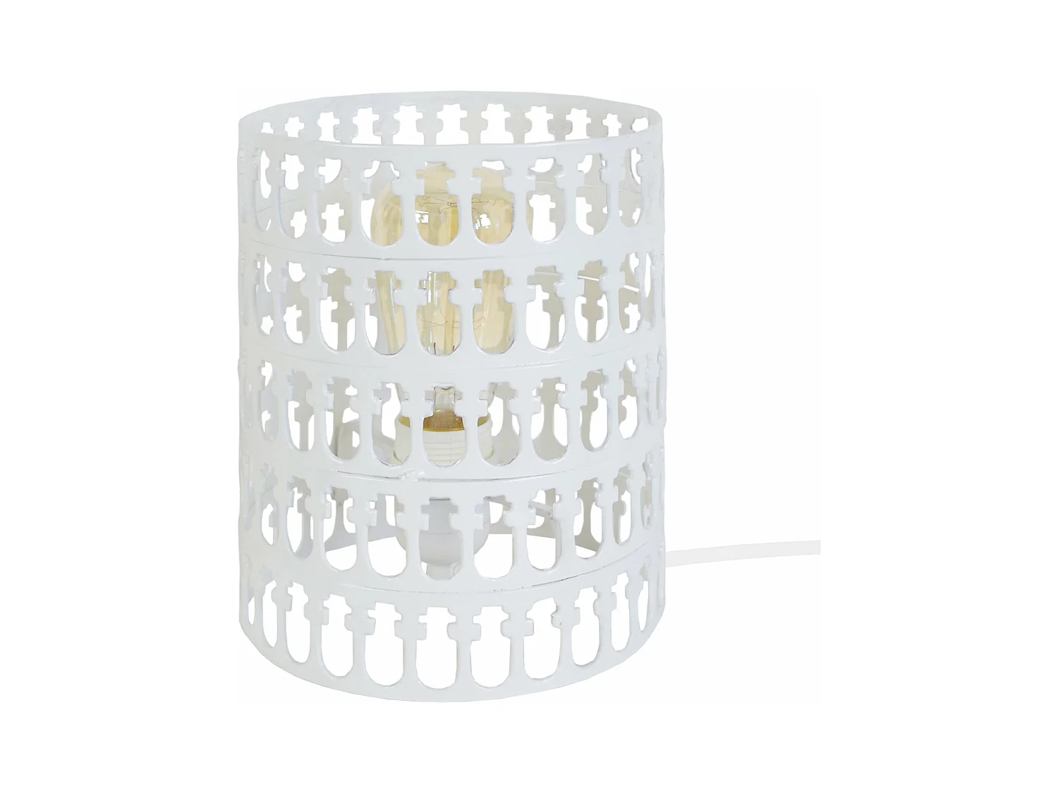Lampe de chevet cylindre métal  blanc 24 cm.