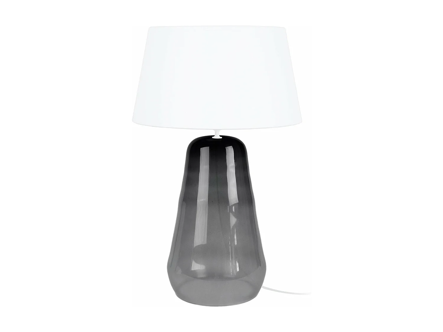 Lampe de chevet conique verre  fumé,blanc 47 cm.