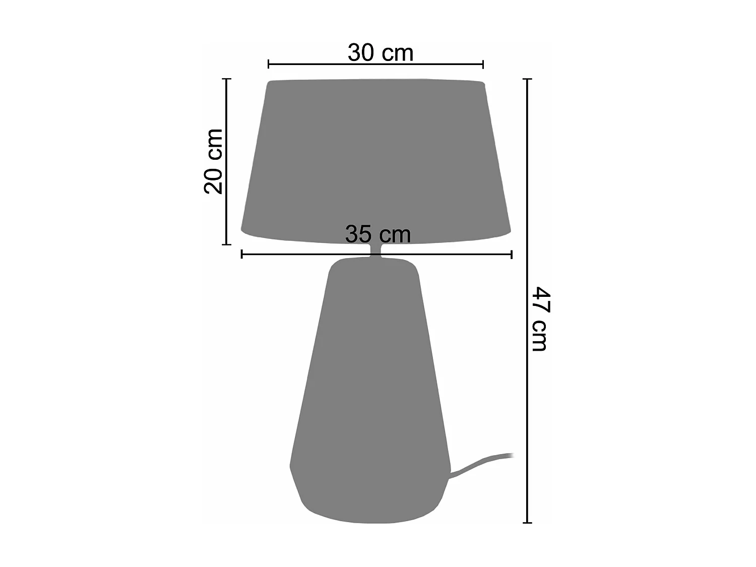 Lampe de chevet conique verre  fumé,blanc 47 cm.