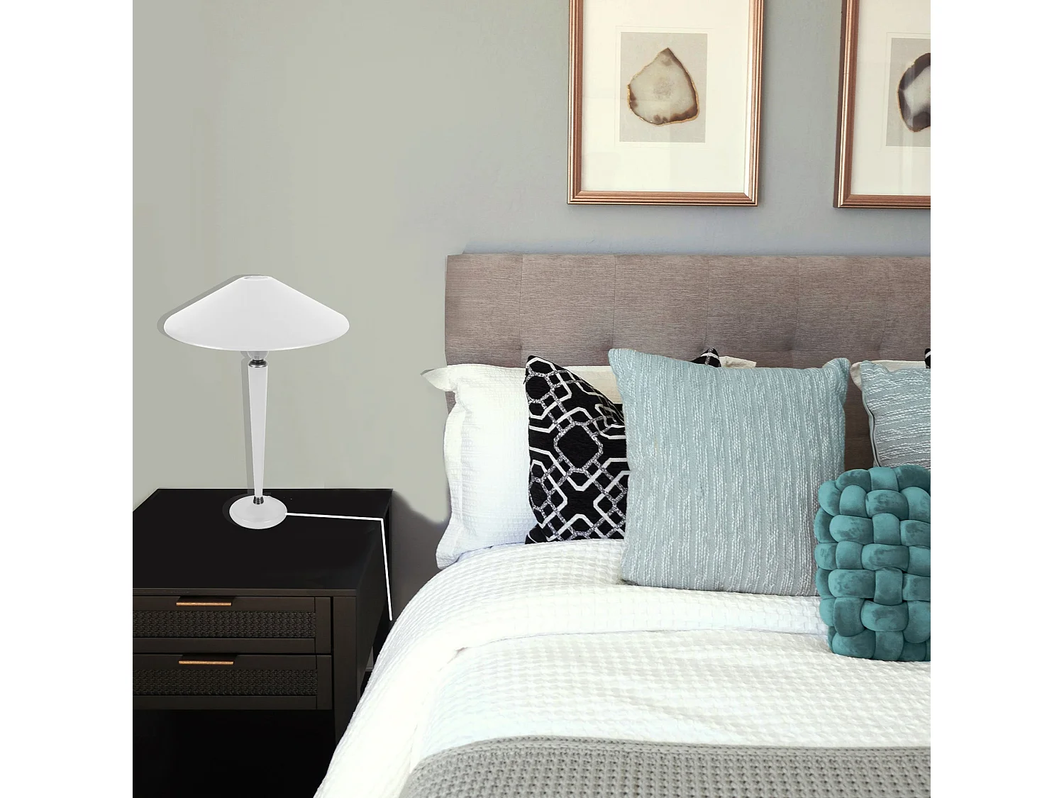 Lampe de Chevet TOSEL ,métal,Blanc ,H47xD35xP35cm