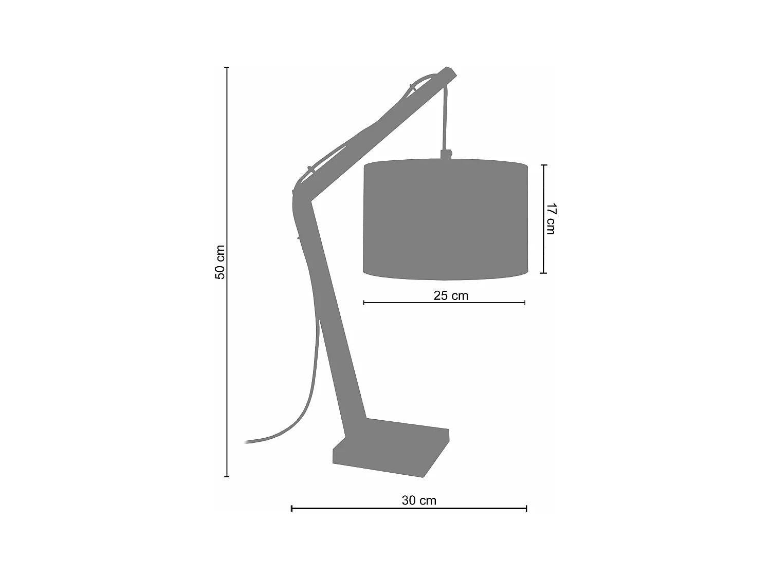 Lampe de chevet arqué bois  naturel,écru 50 cm.