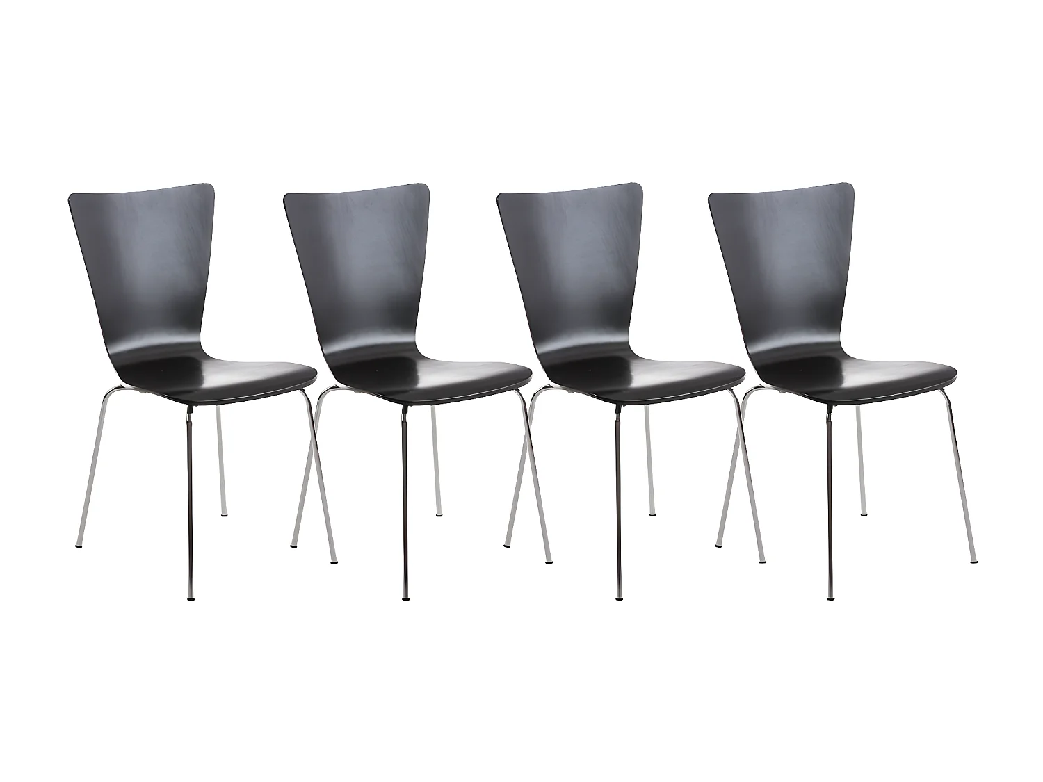 Conjunto de 4 sillas de cocina comedor visita madera negro pie metal cromado M10_000986
