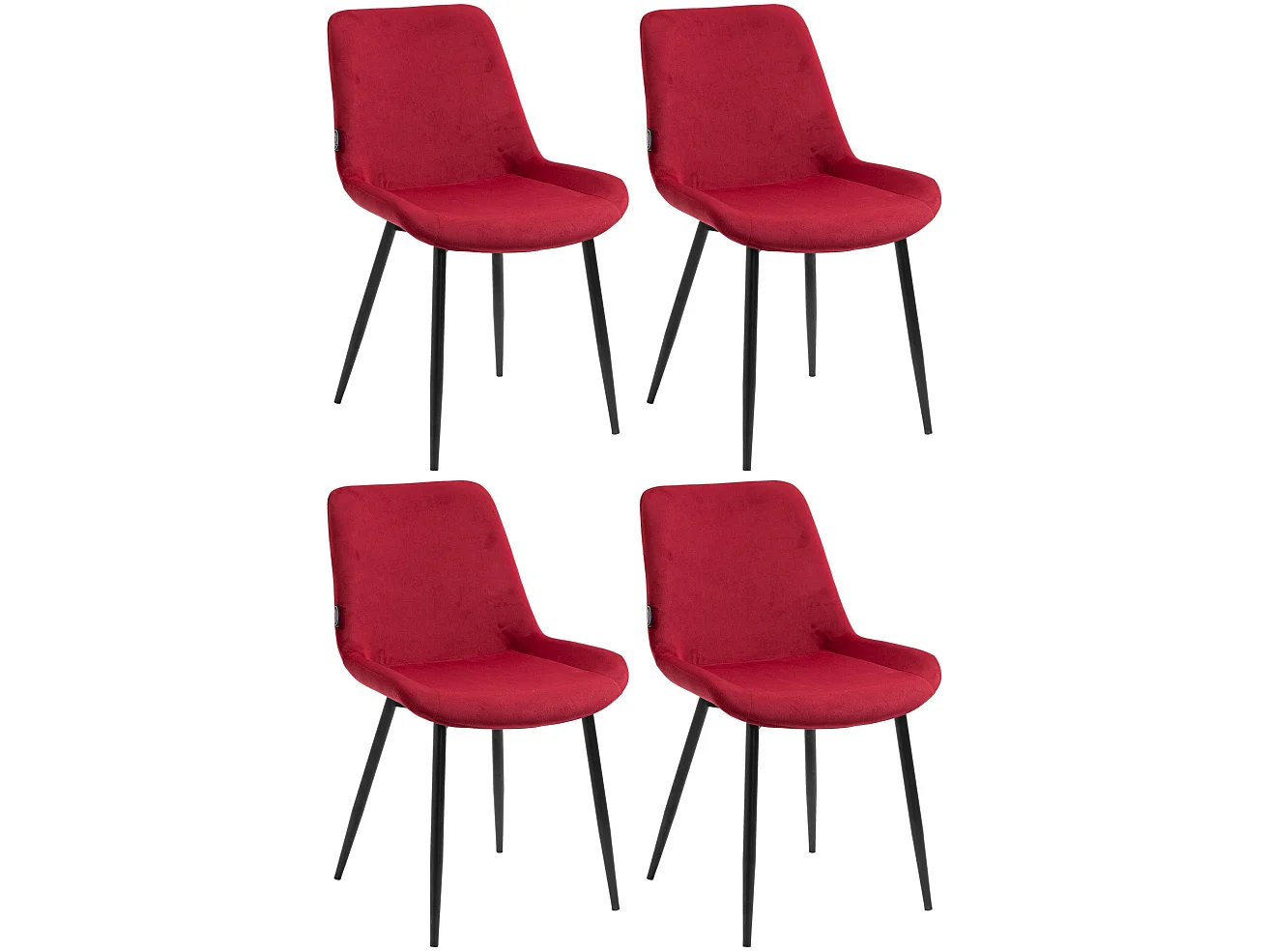 Pack de 4 sillas de comedor en terciopelo rojo y metal negro mate M10_000796