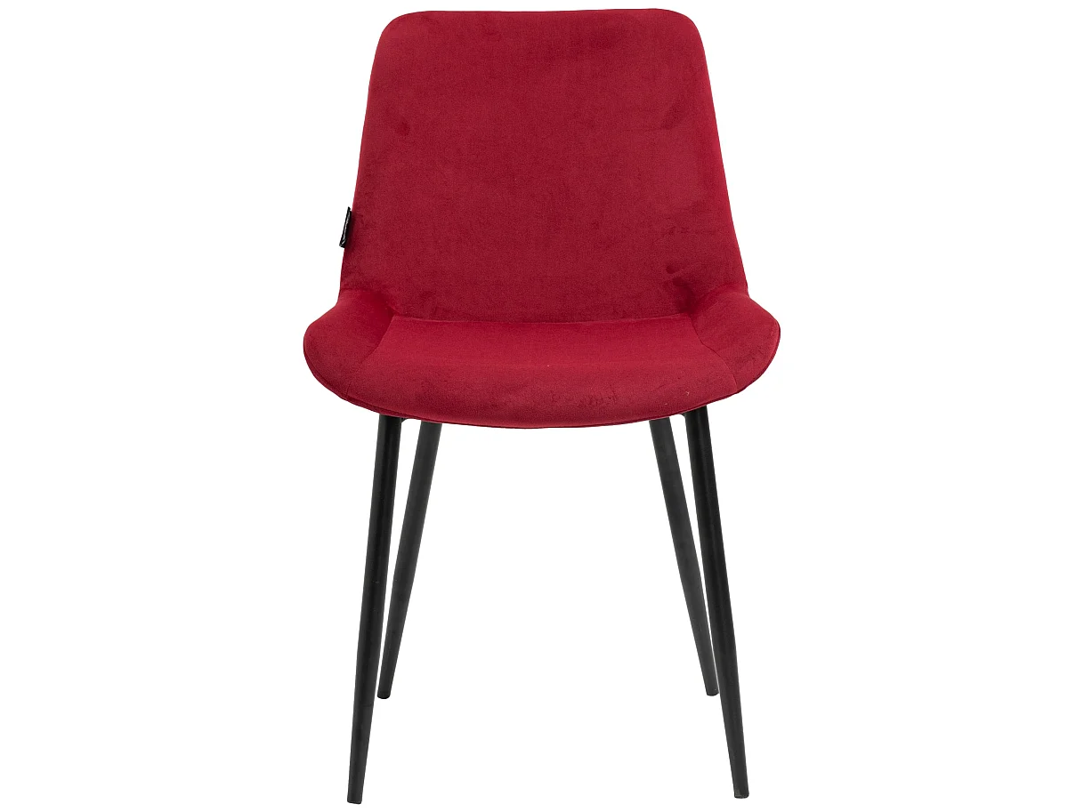 Pack de 4 sillas de comedor en terciopelo rojo y metal negro mate M10_000796