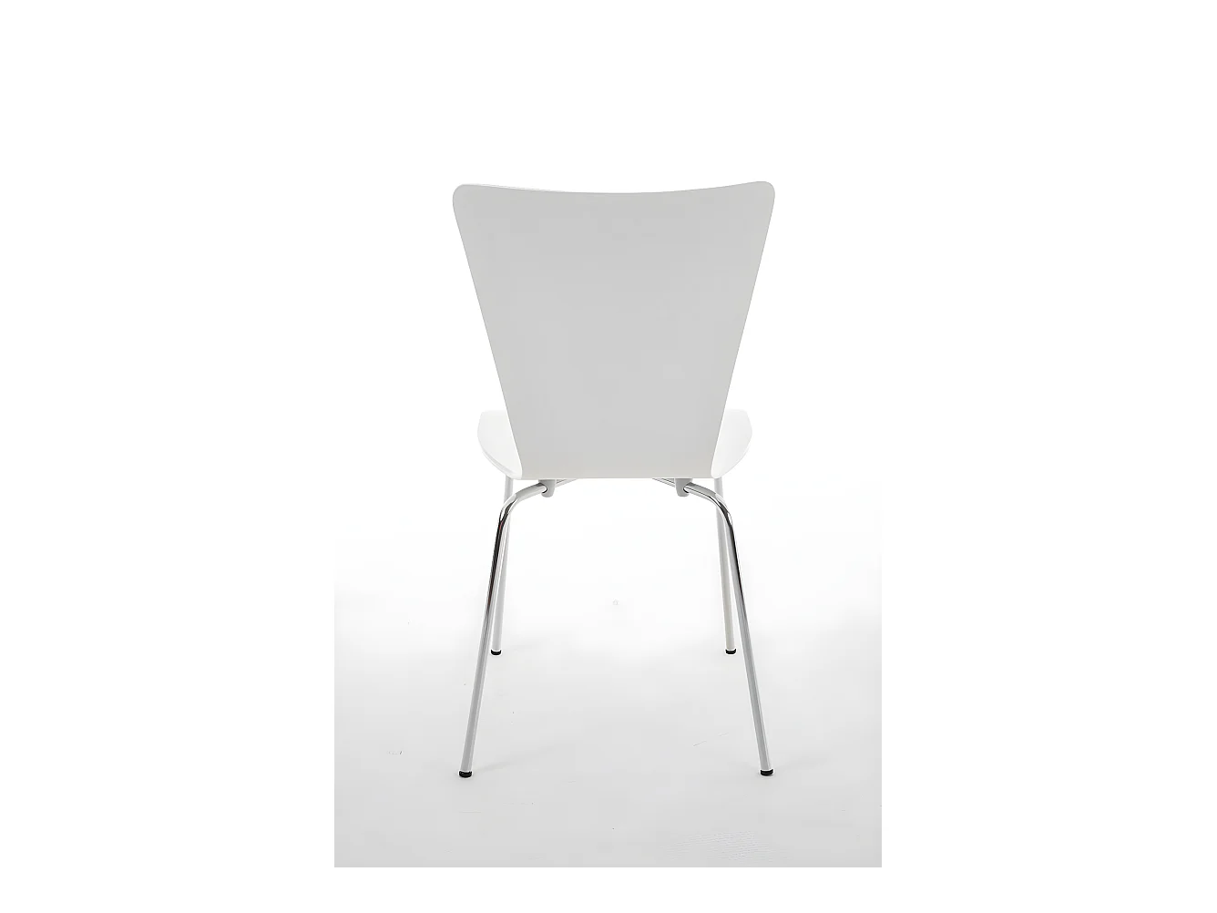 Conjunto de 4 sillas de cocina comedor visita madera blanco pie metal cromado M10_000981