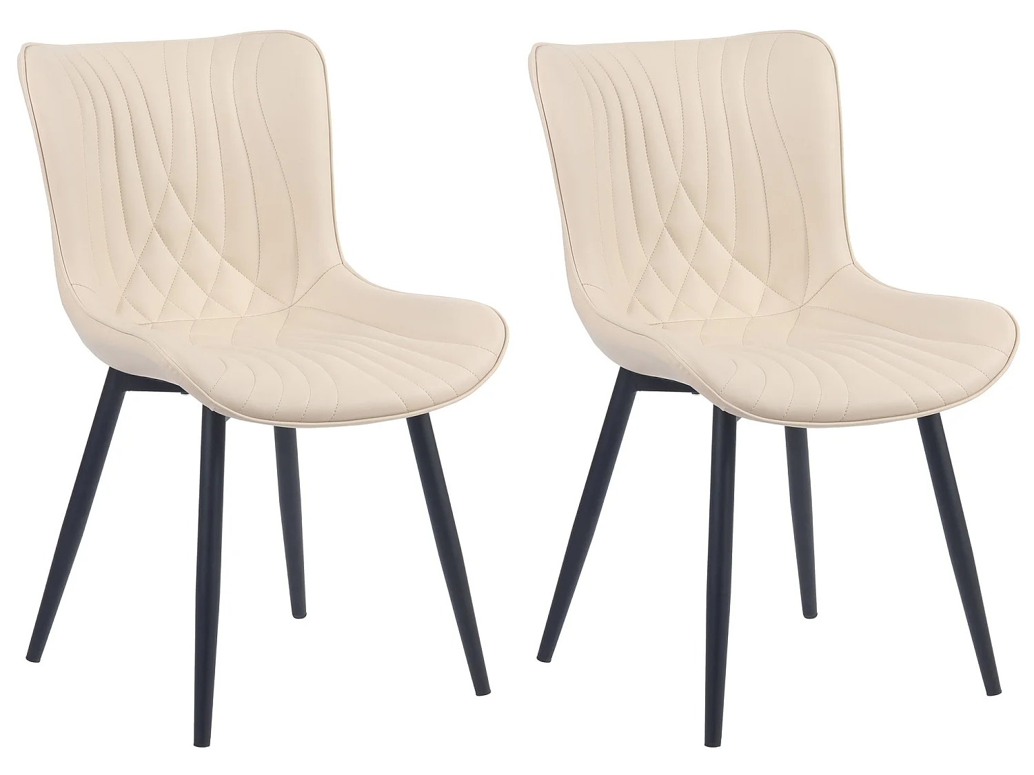 Juego de 2 sillas de comedor cocina polipiel crema metal M10_000423