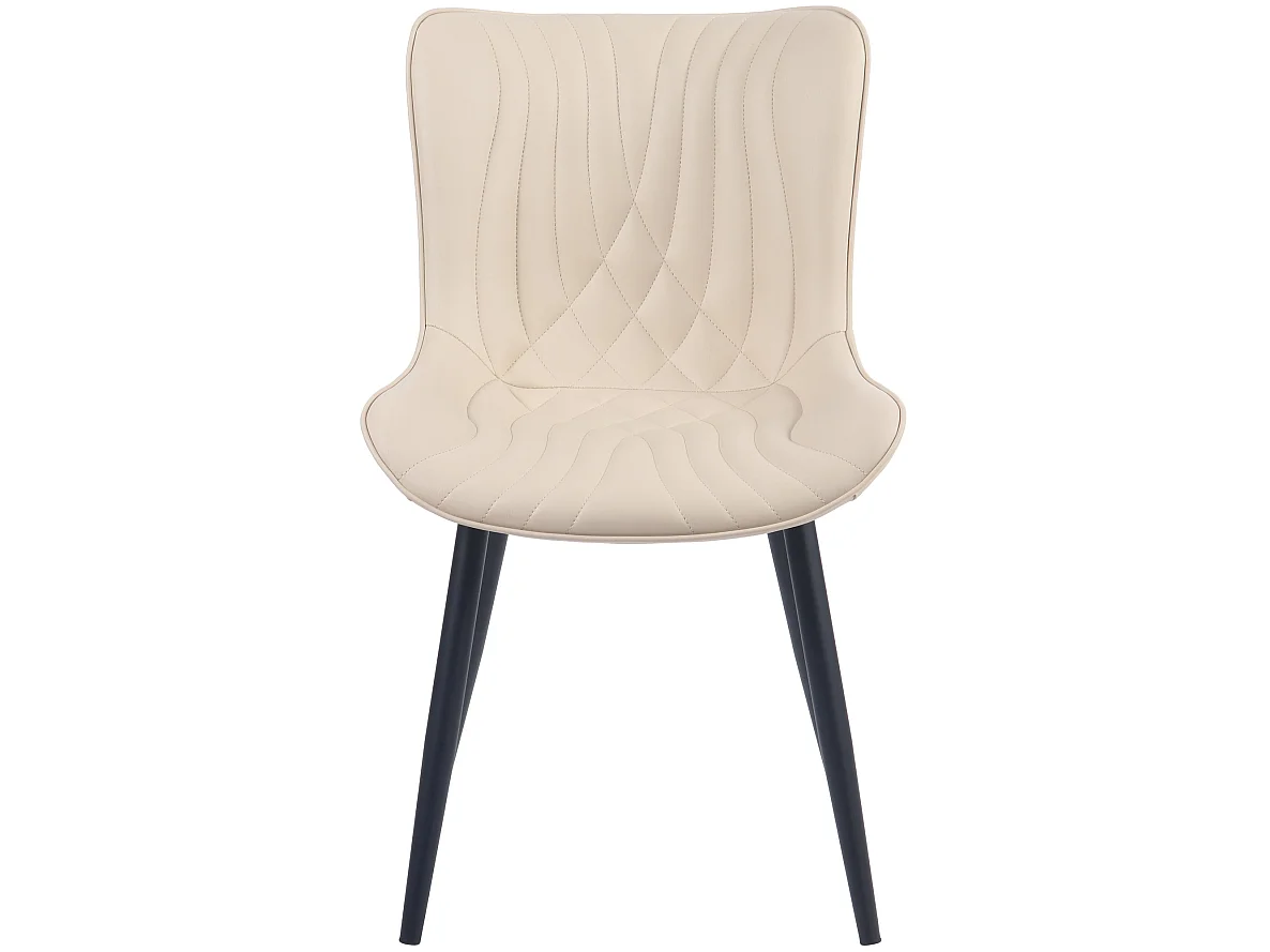 Juego de 2 sillas de comedor cocina polipiel crema metal M10_000423