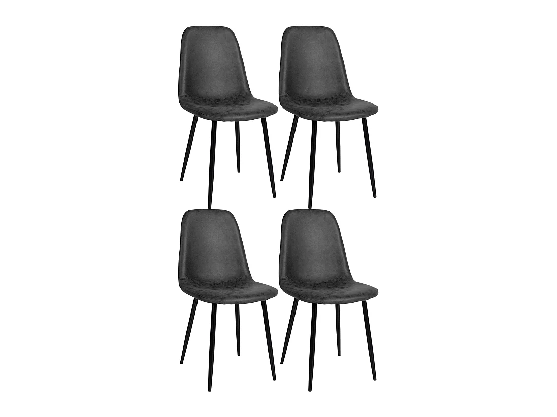 Juego de 4 sillas de comedor cocina estilo moderno polipiel negro y metal M10_000509