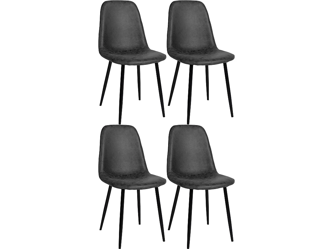 Juego de 4 sillas de comedor cocina estilo moderno polipiel negro y metal M10_000509