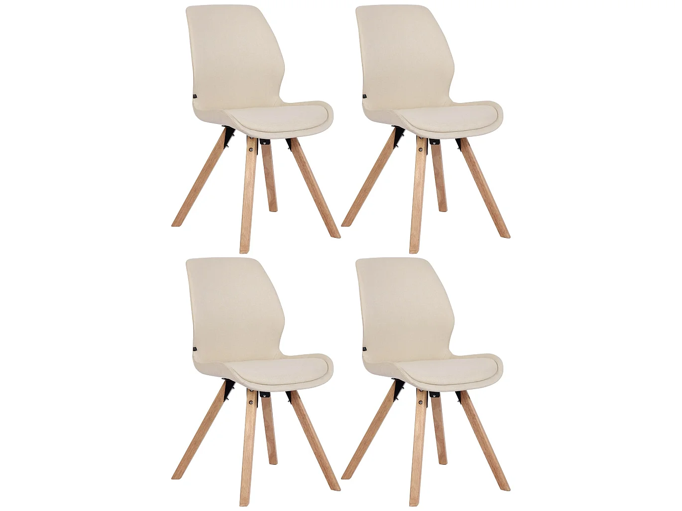 Juego de 4 sillas de comedor asiento acolchado estilo escandinavo tela crema y madera M10_000470