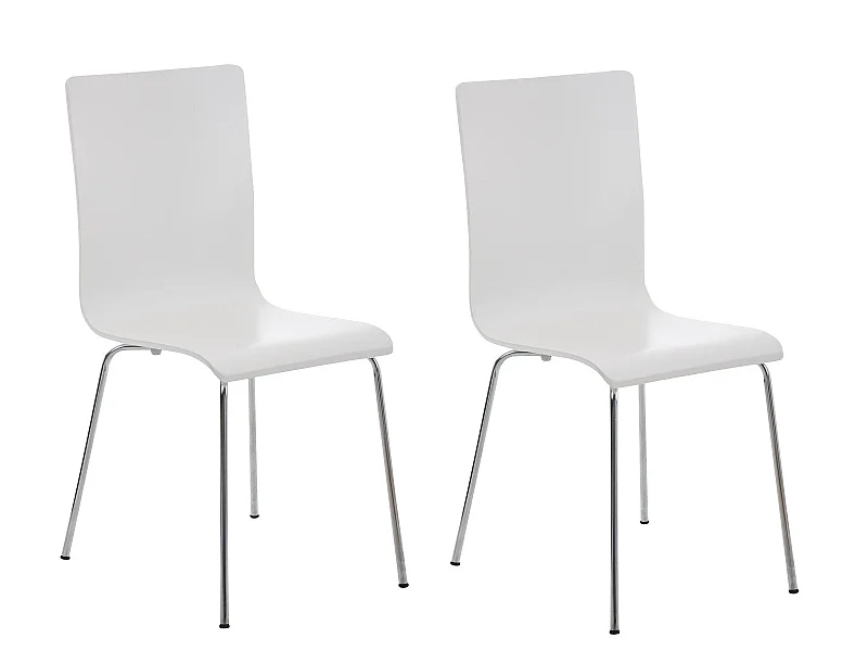 Lot de 2 chaises de cuisine en bois blanc et métal CDS10062