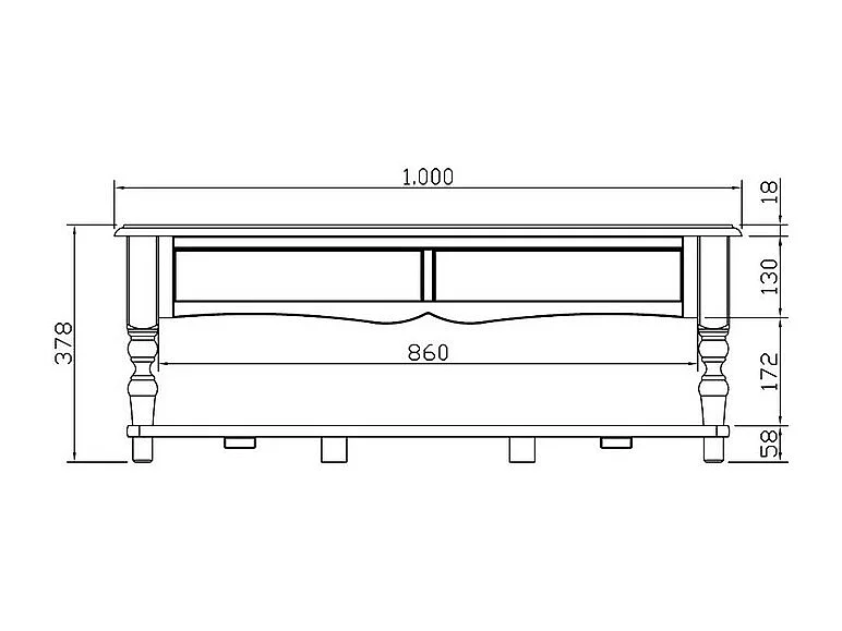Table Basse Taupe 2 Tiroirs Va-et-Vient 1 Niche L 100 H 38 P 70 cm
