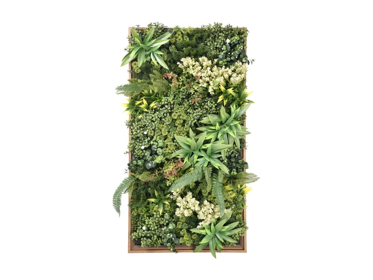Pflanzenbild künstlich - 55 x 106 cm - Rahmen Holzfarben, Blätter Grün - WO günstig online kaufen