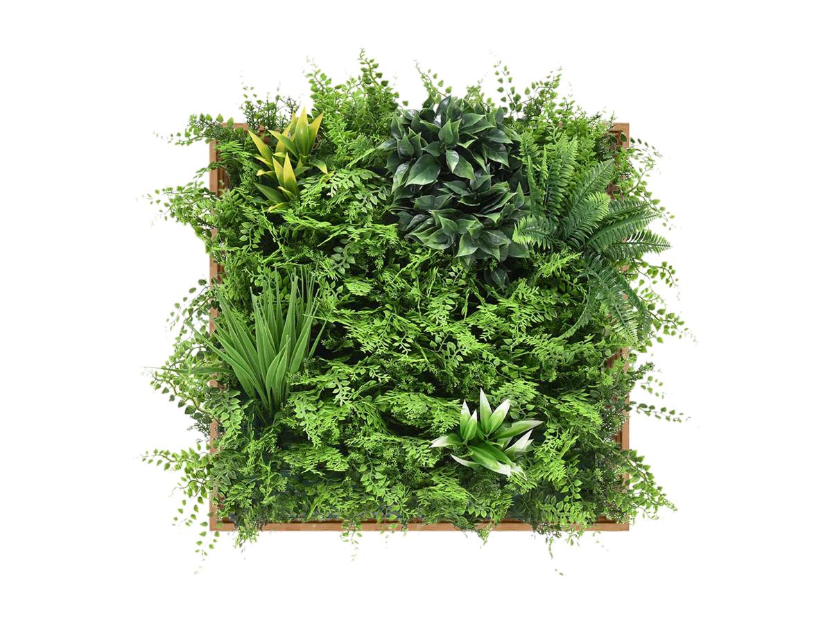Pflanzenbild künstlich - 55 x 55 cm - Rahmen Holzfarben, Blätter Grün - VEG günstig online kaufen