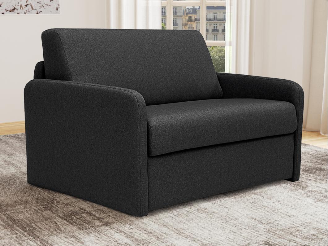 Schlafsessel mit Matratze - Liegefläche mit Lattenrost mit breiten Latten 70 cm - Stoff - Anthrazitgrau - NADOA