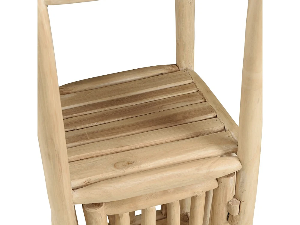 WILL - Étagère 2 niveaux 1 porte en branches de bois de teck naturel