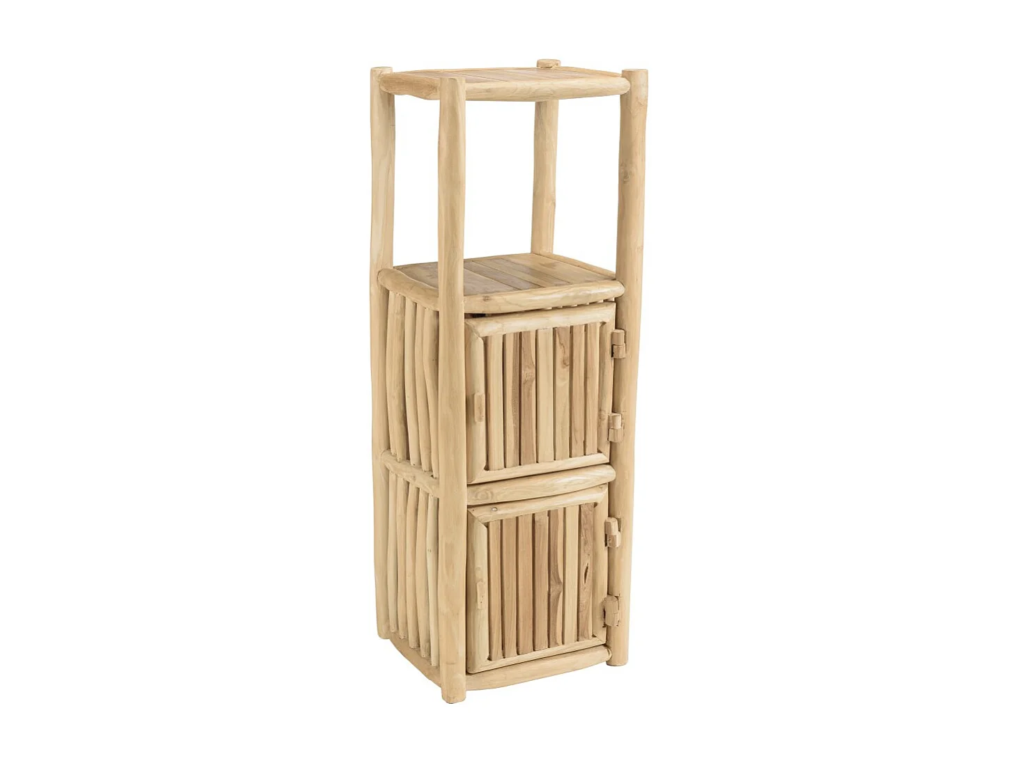 WILL - Étagère 1 niveau 2 portes en branches de bois de teck naturel
