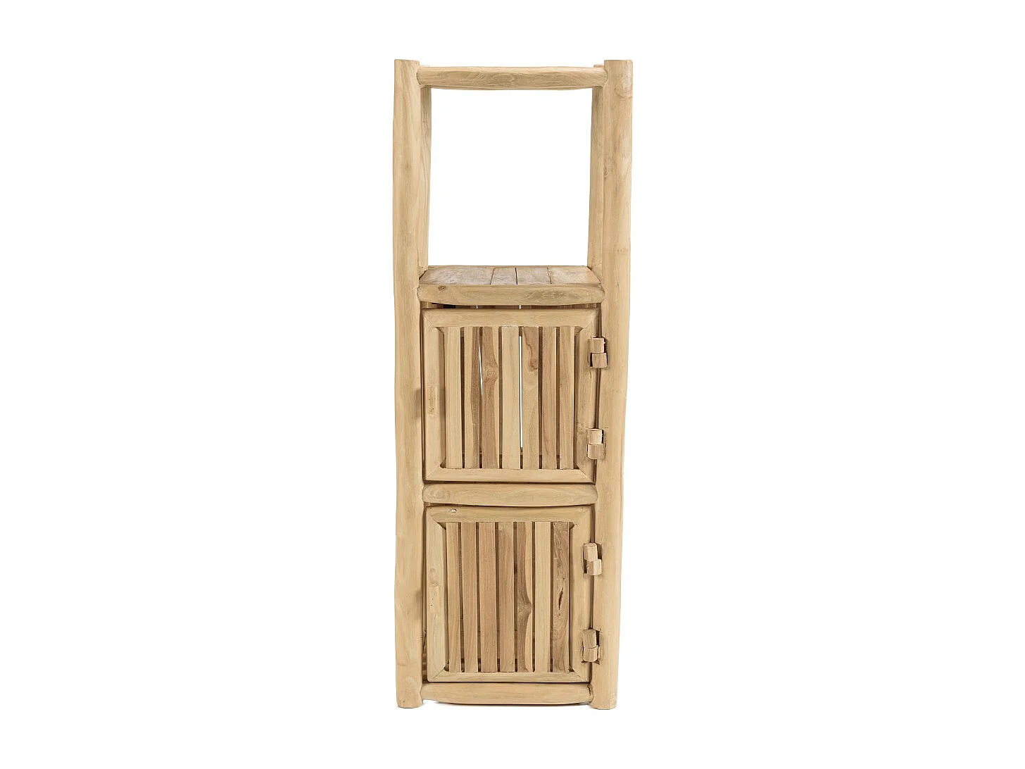 WILL - Étagère 1 niveau 2 portes en branches de bois de teck naturel