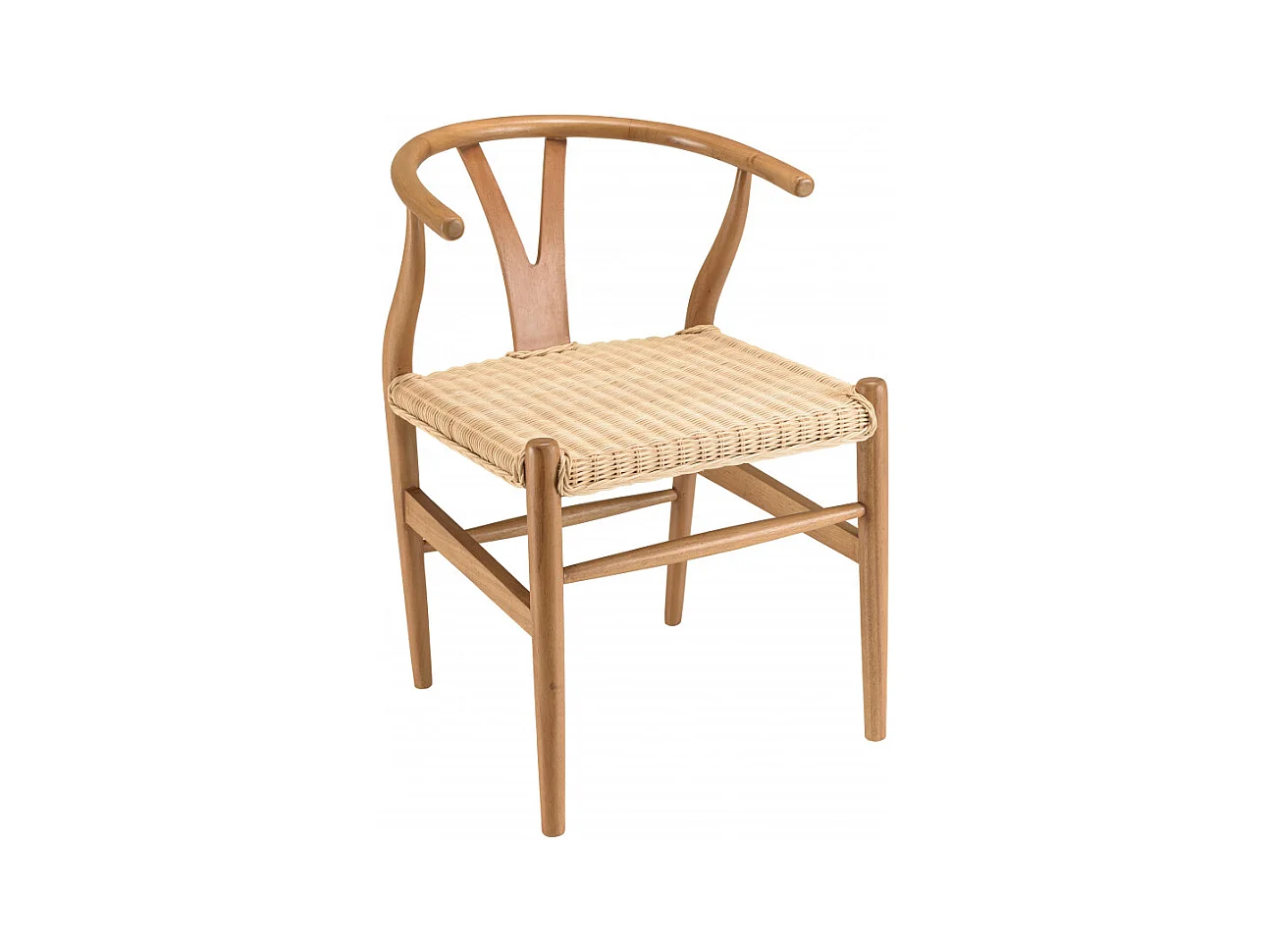 WILL - Chaise en bois de mahogany, dossier arrondi et assise en rotin
