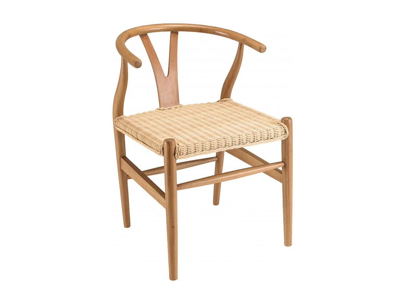 WILL - Chaise en bois de mahogany, dossier arrondi et assise en rotin