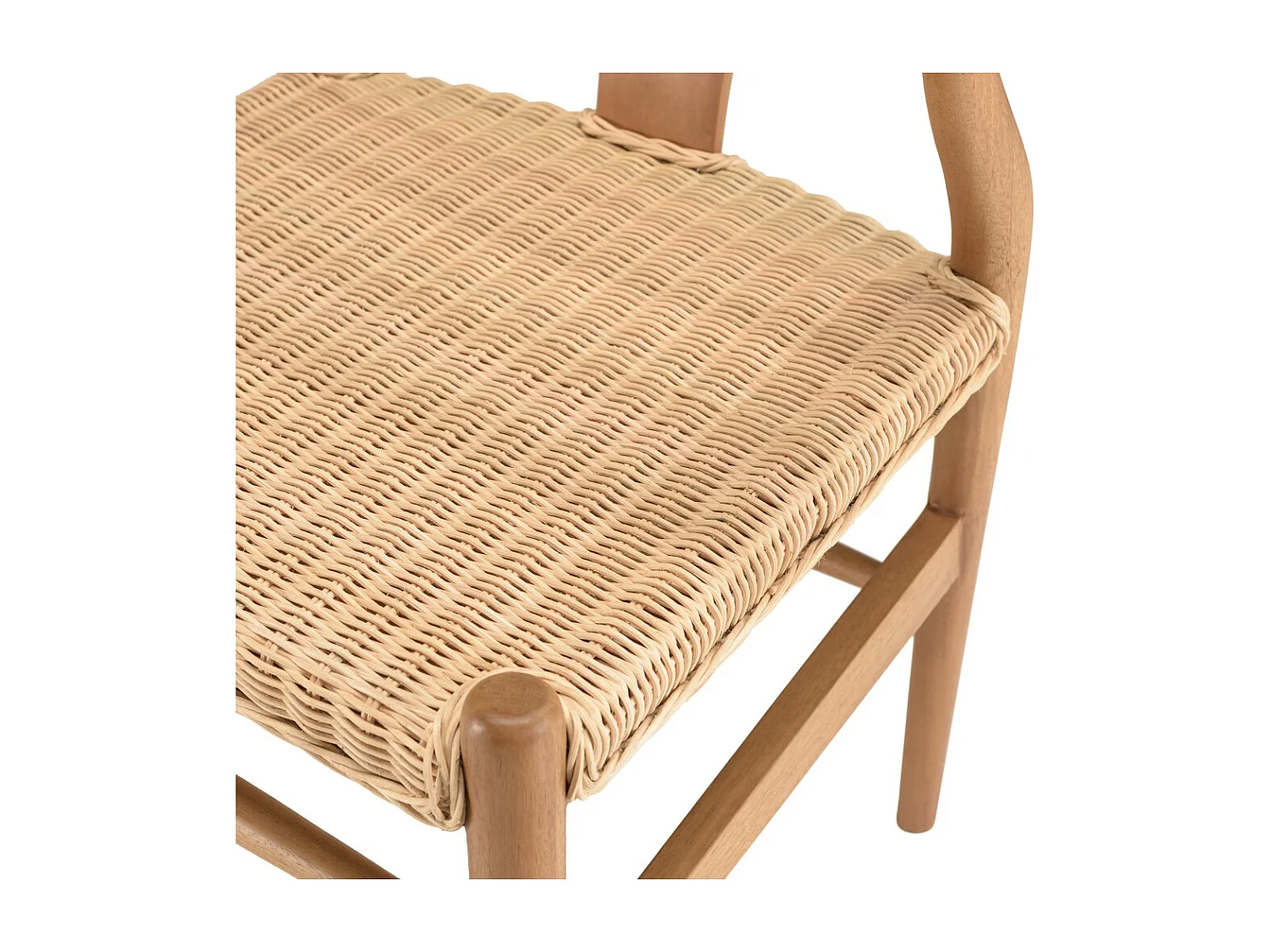 WILL - Chaise en bois de mahogany, dossier arrondi et assise en rotin