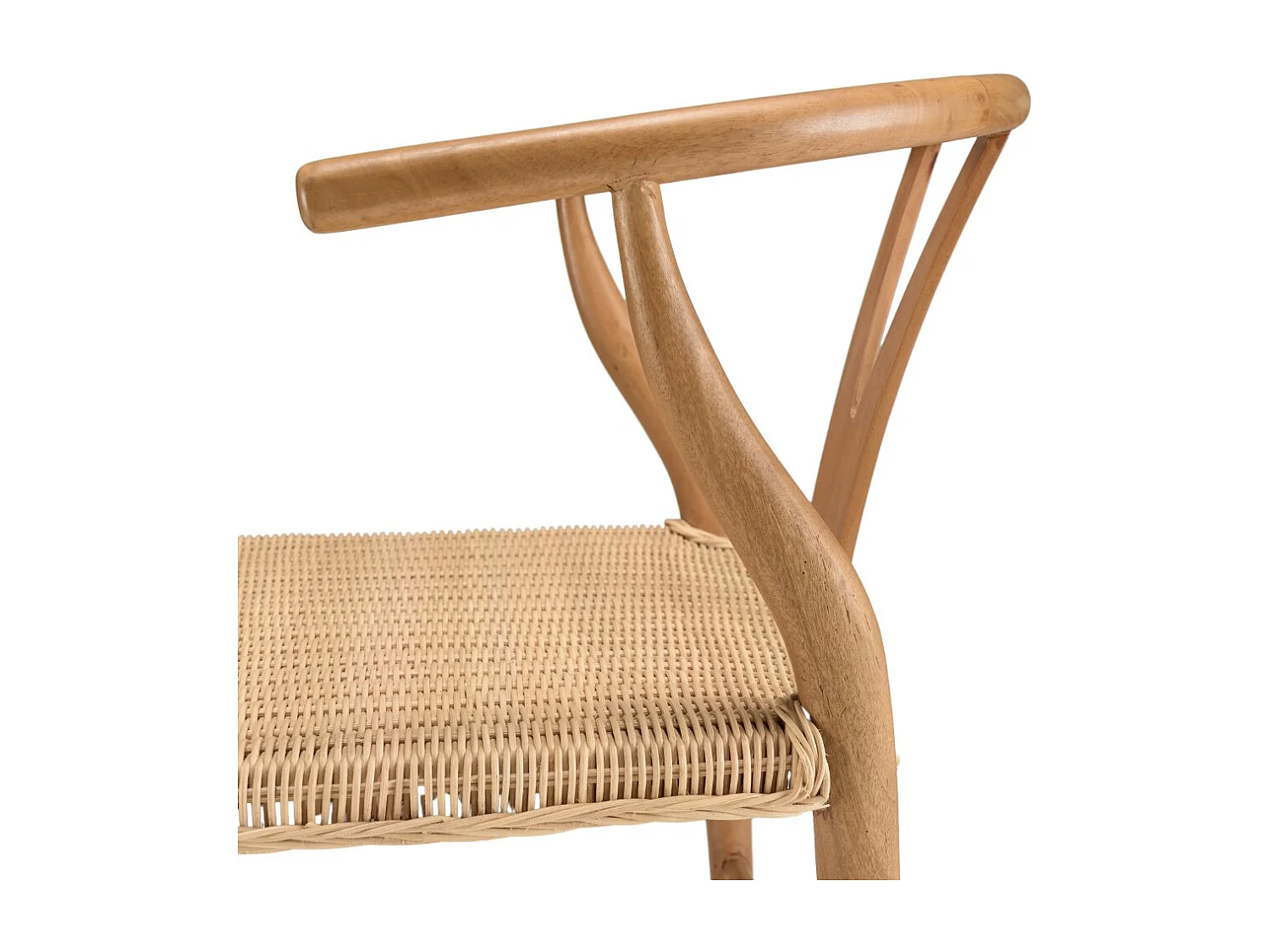 WILL - Chaise en bois de mahogany, dossier arrondi et assise en rotin