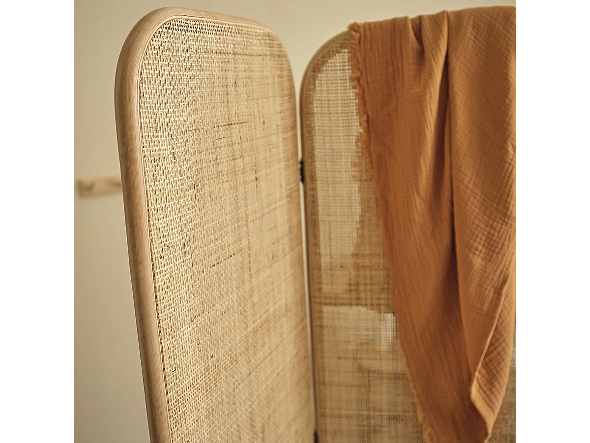 Paravent en rotin et cannage 170 cm