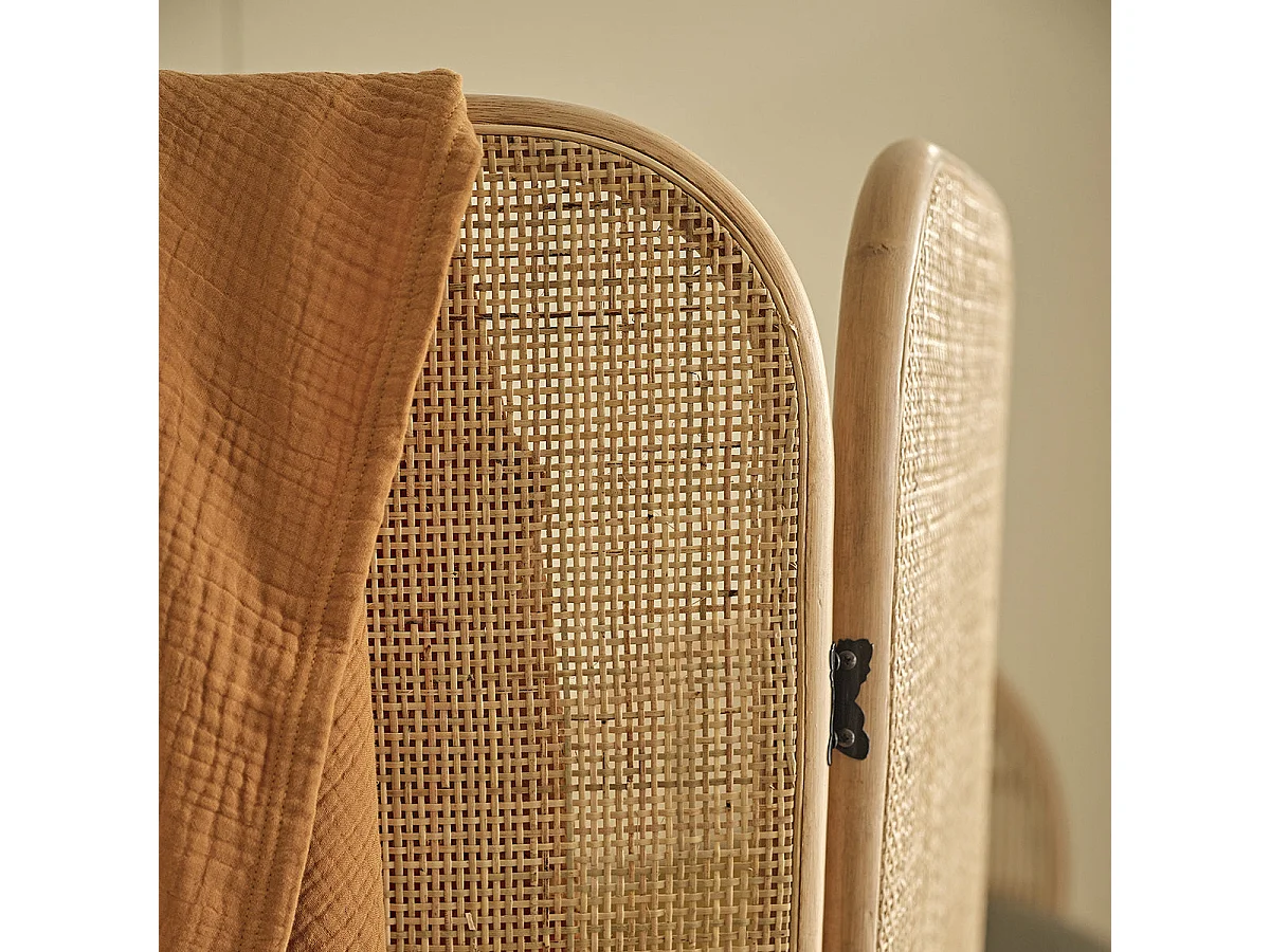 Paravent en rotin et cannage 170 cm