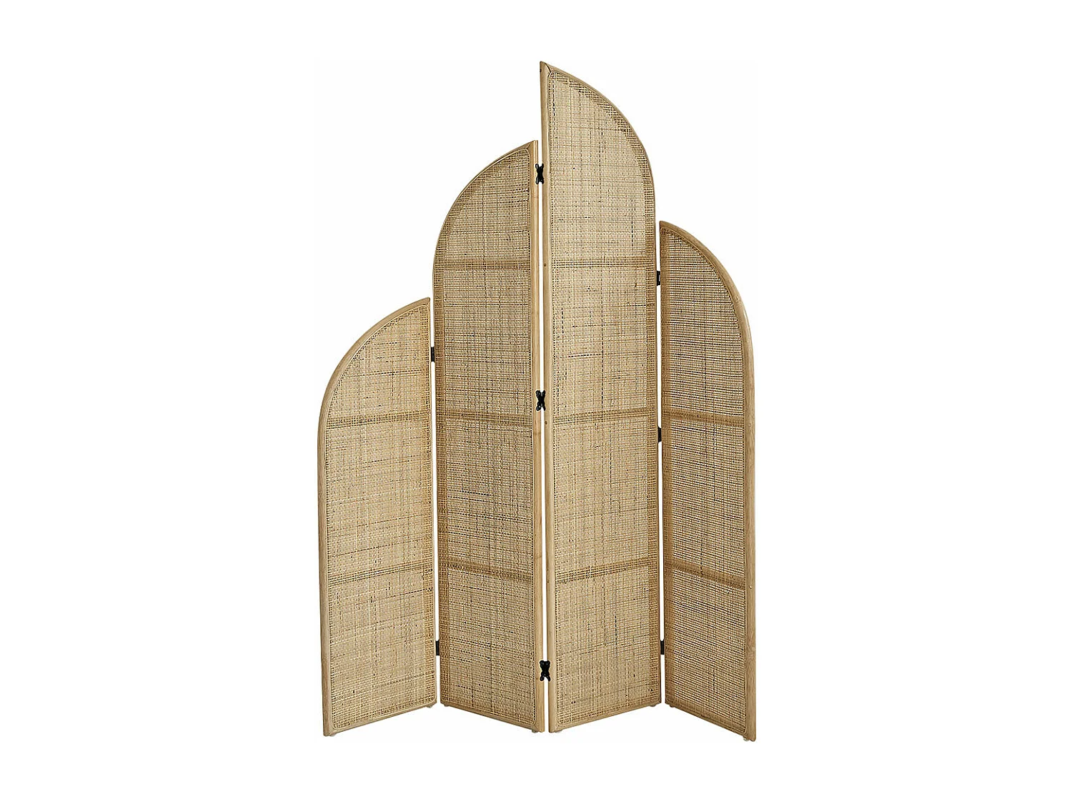 Paravent en rotin et cannage 4 panneaux