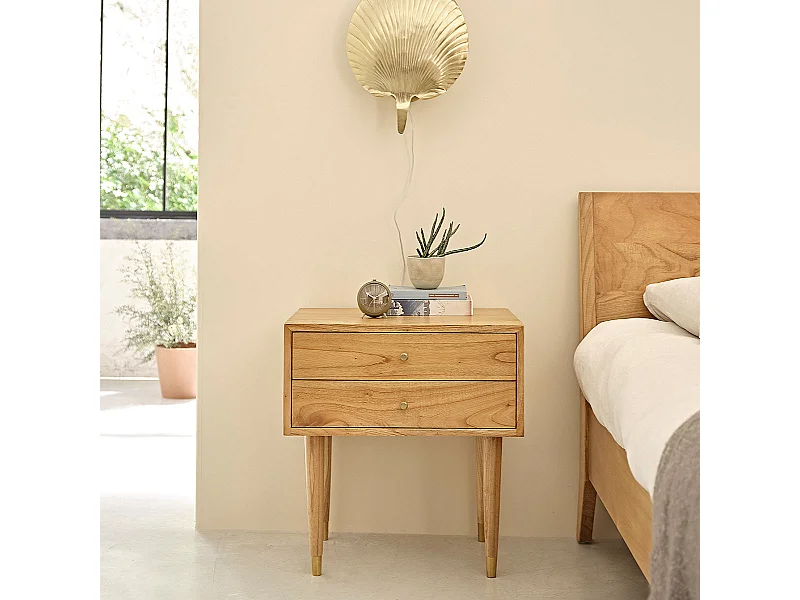 Comodino in legno massello di mindi